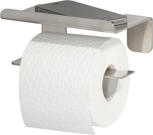 Tiger Colar - Wc rolhouder met planchet - Zonder te boren - Toiletrolhouder zelfklevend - RVS geborsteld