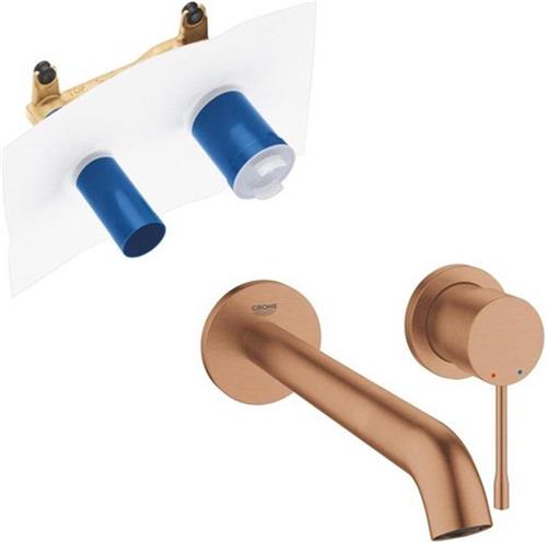 GROHE Essence New Wastafelkraan Inbouw - uitloop 23cm - L-size - met inbouwdeel - brushed warm sunset