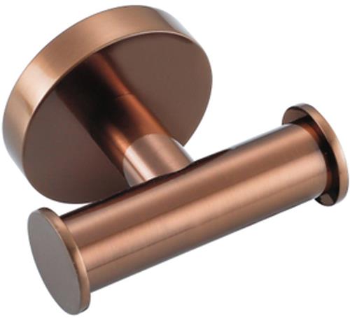 Fortifura Calvi Handdoekhaak - rond - dubbel - Geborsteld koper PVD (Koper)