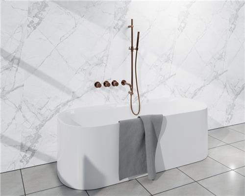 Fortifura Nebbio Badcombinatie-set - thermostaatkraan - inbouwdeel - glijstang - metalen doucheslang - staaf handdouche - uitbreiding inbouwdeel - uitloop - geborsteld koper PVD (koper)