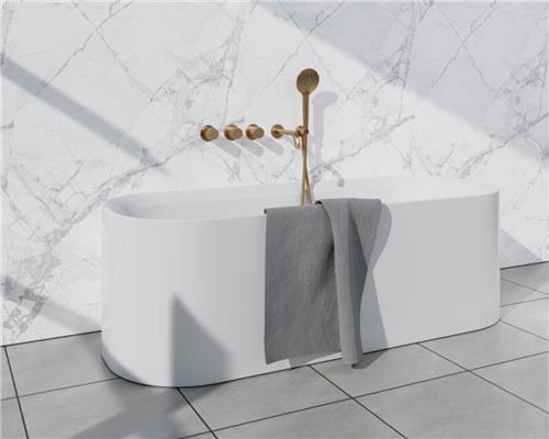 Fortifura Nebbio Badcombinatie-set - thermostaatkraan - inbouwdeel - 2x uitbreiding inbouwdeel - wandaansluitbocht - metalen doucheslang - ronde handdouche - uitloop - geborsteld messing