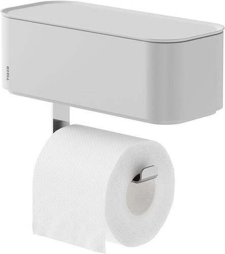 Tiger 2-Store - Toiletrolhouder - Wc rolhouder met opbergbakje vochtige doekjes - Zonder boren - Boren of lijmen - Wit