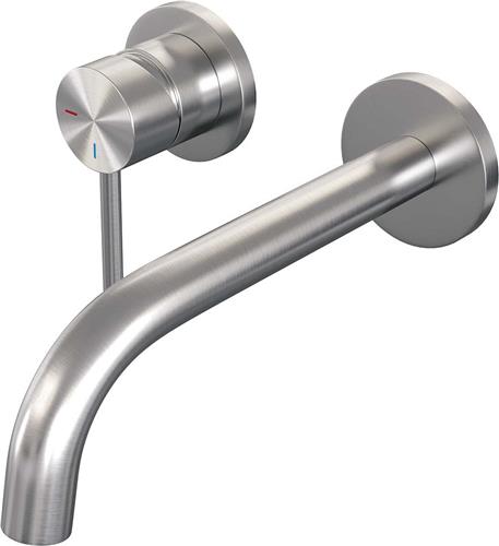 Brauer Brushed Edition Wastafelmengkraan inbouw - gebogen uitloop rechts - hendel lang smal - model A2 PVD - geborsteld RVS
