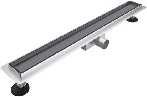 Fortifura Galeria douchegoot - 160cm - tegelrooster - vloerflens - Geborsteld Gunmetal PVD