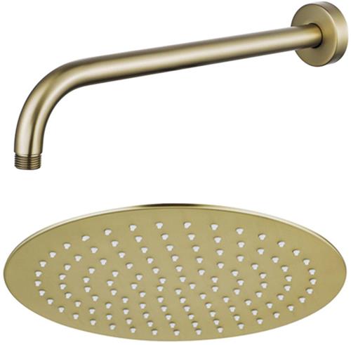 Fortifura Calvi Hoofddouche - 30cm - rond - wandarm 35cm - Geborsteld Messing PVD (Goud)