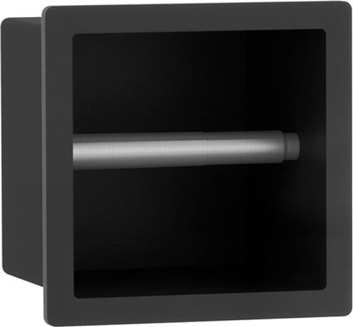 Fortifura Calvi Toiletrolhouder - inbouw - 17.3x17.3x15.3cm - Mat zwart