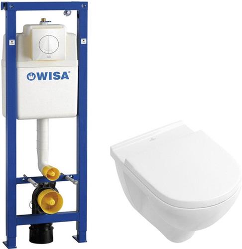 Villeroy & Boch O.novo inbouwset Wisa met diepspoel wandcloset wit softclose zitting afdekplaat wit