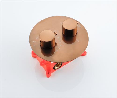 Fortifura Calvi Thermostatische Inbouwkraan - inbouwdeel - rond - Geborsteld koper