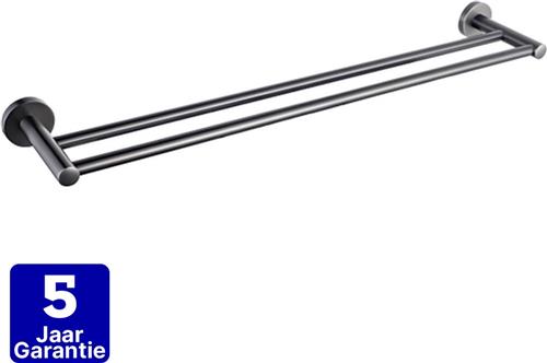 FortiFura Calvi handdoekhouder - Dubbel - Rond - Gunmetal PVD