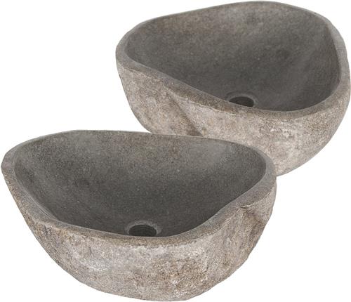 Differnz Lombok waskom 40x50cm riviersteen grijs SET van 2