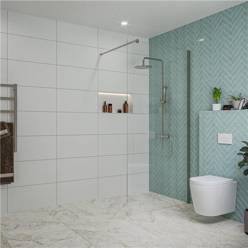 Fortifura Galeria inloopdouche - 100x200cm - helder glas - wandarm - Geborsteld Gunmetal PVD