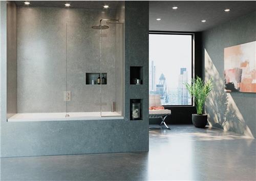 Crosswater Optix 10 Badwand - 90x150cm - 2-delig - rechts - 180graden - geborsteld RVS
