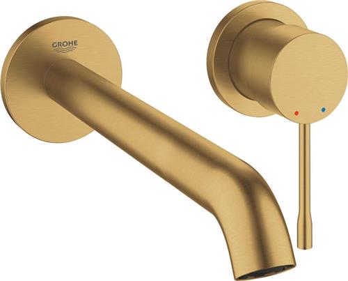 GROHE Essence New Wandgemonteerde Inbouw Wastafelkraan - afbouwdeel - zonder inbouwdeel - lange uitloop - mat goud - 19967GN1
