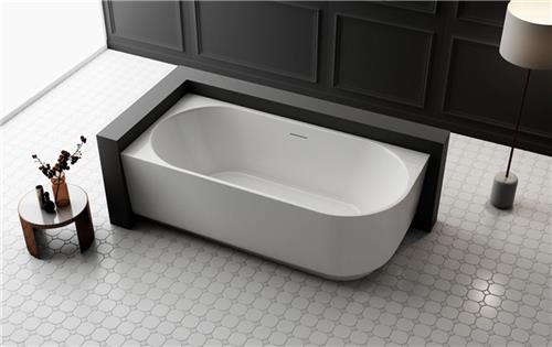 ZEZA Pure half vrijstaand hoekbad - links - 170x80x58cm - acryl - mat wit
