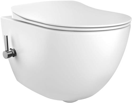 Creavit Hangend Toiletset - 35.3x51cm - RVS bidetsproeier koud water - spoelrandloos - met zitting - wit