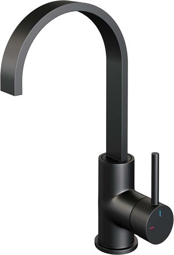 Brauer Black Carving - Wastafelkraan - Opbouw - Mat Zwart - Mengkraan - Hoog - 1 Greeps - Model A - Draaibare Platte Uitloop
