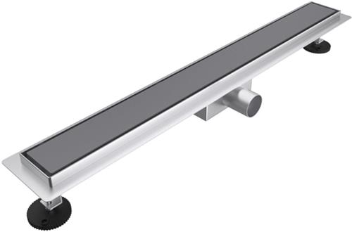 Fortifura Galeria douchegoot - 200cm - gesloten rooster - vloerflens - Geborsteld Gunmetal PVD