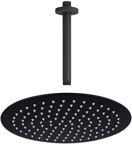 Fortifura Calvi Hoofddouche - 30cm - rond - plafondarm 20cm - zwart mat