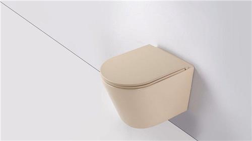 QeramiQ Dely Wandclosetset - 36.3x51.7cm - diepspoel - rimless - slim zitting - beige