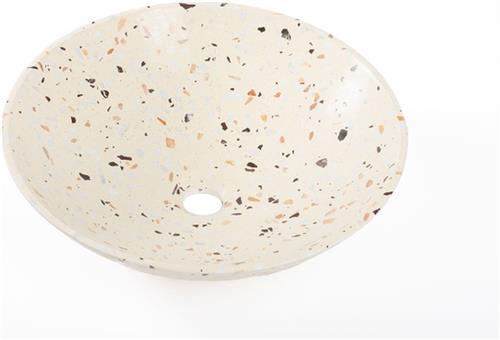 Saniclass Waskom - 42x42x12cm - rond - terrazzo - mat beige