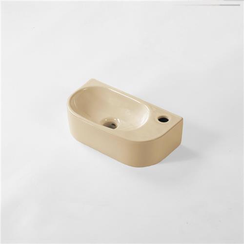 QeramiQ Pure Fontein - 40x22x12cm - Rechts - Glad - halfrond - 1 kraangat - Keramiek - Beige mat