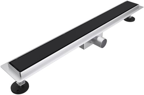 Fortifura Galeria douchegoot 180cm - gesloten rooster - vloerflens - mat zwart