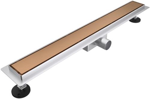 Fortifura Galeria douchegoot - 120cm - gesloten rooster - vloerflens - Geborsteld koper PVD (Koper)