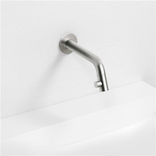 Clou Kaldur fonteinkraan 2x6.8cm lange uitloop wandmontrage RVS geborsteld