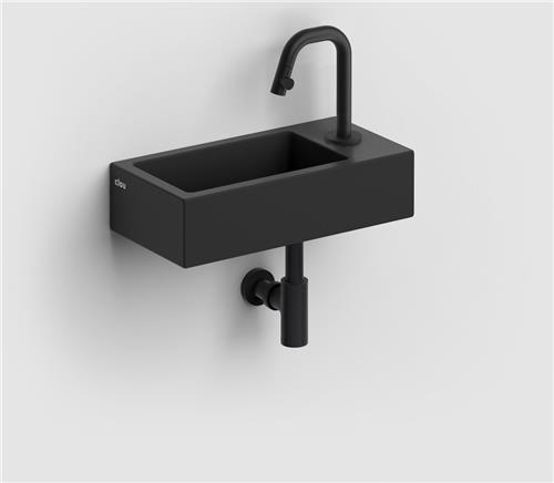 Clou Flush 3 fontein 36x18x9cm kraangat rechts Keramiek Zwart mat