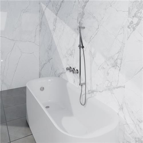 Fortifura Nebbio Badcombinatie-set - thermostaatkraan - inbouwdeel - glijstang - metalen doucheslang - staaf handdouche - badafvoer opbouw - chroom