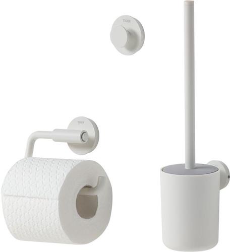 Tiger Urban Toiletaccessoireset - Toiletborstel met houder - Toiletrolhouder zonder klep - Handdoekhaak  Wit