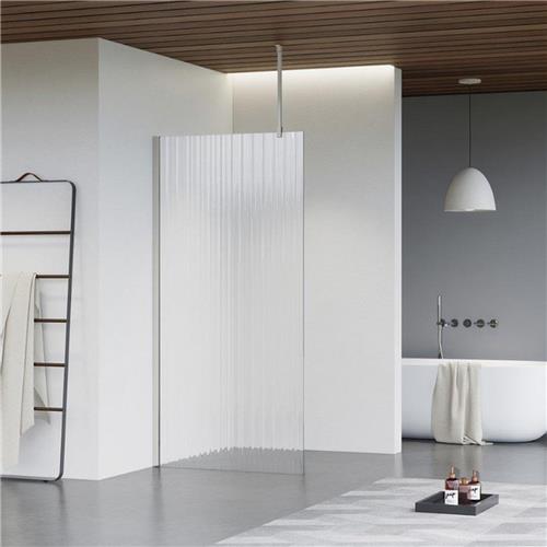 Fortifura Galeria inloopdouche - 70x200cm - ribbelglas - plafondarm - Geborsteld RVS PVD (RVS)