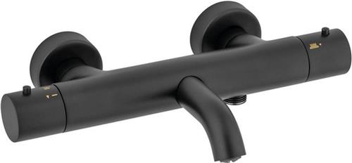 Plieger Napoli badkraan thermostatisch met omstel met koppelingen cool body mat zwart