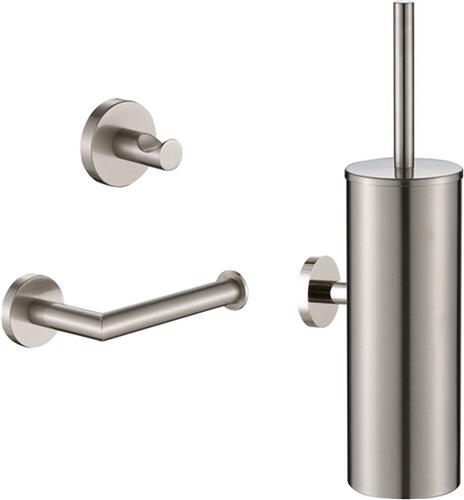 Plieger Vigo Toiletset Accessoires  Wc borstel  Wc Rolhouder  Handdoekhaakje - 10 jaar garantie  Geborsteld Chroom