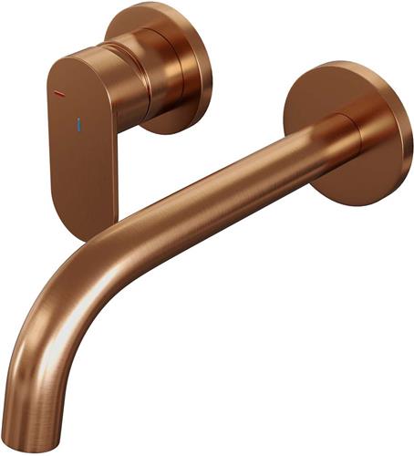 C2 Copper Edition inbouw wastafelmengkraan - gebogen uitloop - koper geborsteld PVD