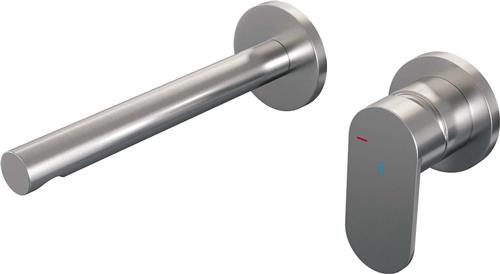 Brauer Brushed Edition inbouwwastafelkraan type S3 greep met inbouwdeel ronde rozetten ColdStart geborsteld rvs PVD