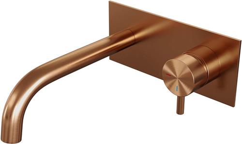 Wastafelkraan Inbouw Brauer Copper Edition B5 Coldstart Mengkraan Rond Geborsteld Koper PVD 1 Greeps met Achterplaat