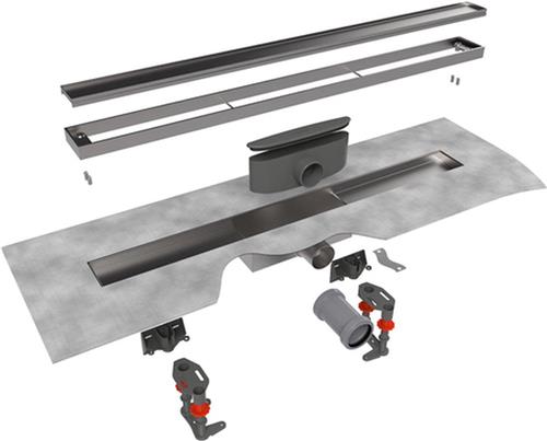 Easy Drain Modulo TAF low douchegoot - 70x6.7cm - met vloerflens - Waterslot: 30mm- RVS geborsteld