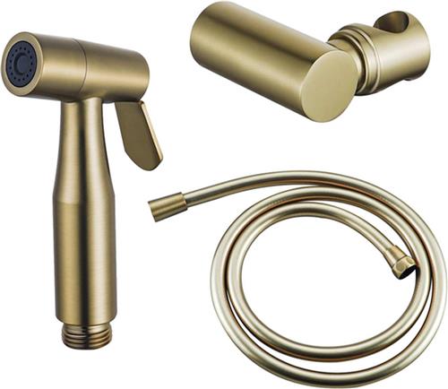 Fortifura Calvi Bidetset - handdouche - slang 150cm - houder - Geborsteld Messing PVD (Goud)