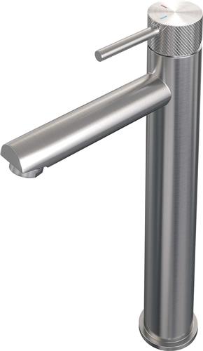 Brauer Brushed Carving - Wastafelkraan - Opbouw - Geborsteld RVS PVD - Mengkraan - Hoog - 1 Greeps - Model A