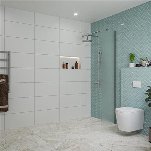 Fortifura Galeria inloopdouche - 40x200cm - mat glas - wandarm - chroom