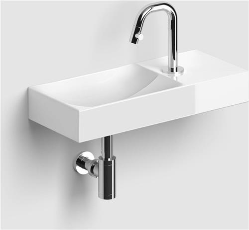 Clou Vale fonteinen keramiek fontein 45x7cm kraangat rechts wit glans