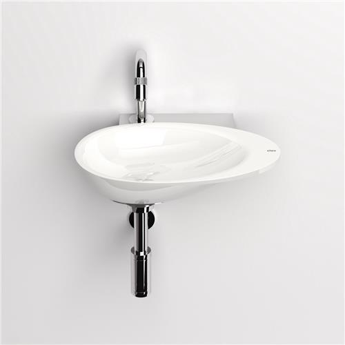 Clou First fonteinkom 36x21.8cm zonder kraangat met plug mineraalsteen Wit